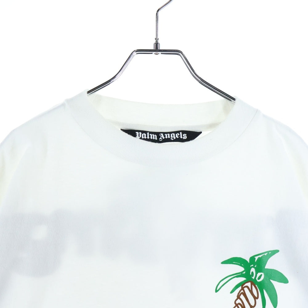 Palm Angels(パームエンジェルス) SKETCHY OVER T-SHIRT スケッチー ロゴプリント クルーネック半袖Tシャツ カットソー ホワイト PMAA002E23JER001