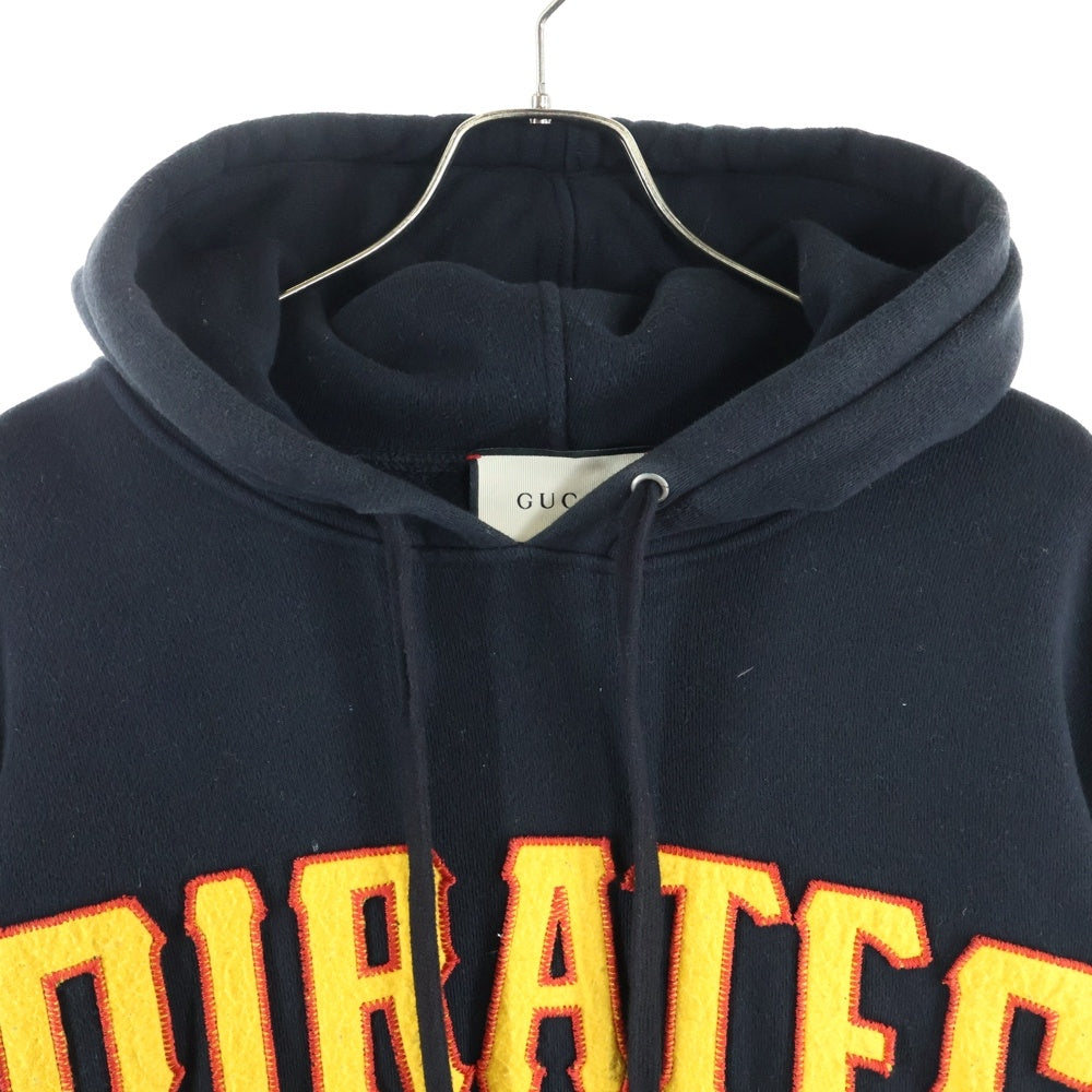 GUCCI(グッチ) 18AW ×MLB PIRTES HOODIE パイレーツパッチ プルオーバーパーカー スウェットフーディ ブラック 475374-X9Y97