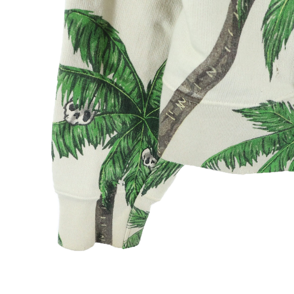 Palm Angels(パームエンジェルス) ヤシスカル総柄 プルオーバーパーカー スウェットフーディ アイボリー PMBB117S23FLE007
