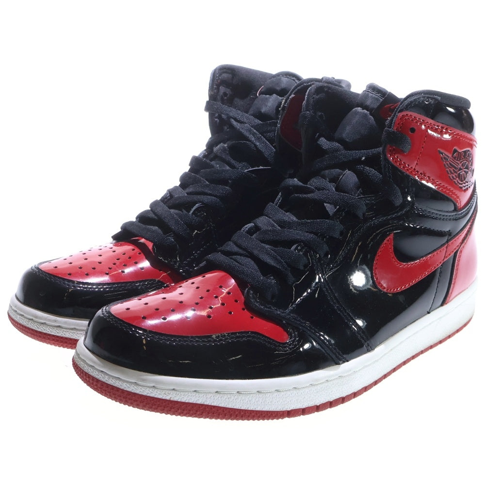 NIKE(ナイキ) AIR JORDAN 1 RETRO HIGH OG BRED PATENT エアジョーダン1 レトロ ブレッド パテント ハイカットスニーカー レッド/ブラック US9.5/27.5cm 555088-063