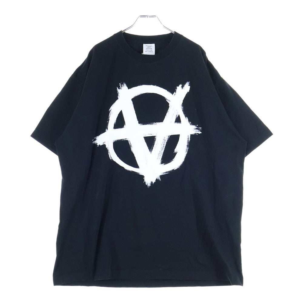 VETEMENTS(ヴェトモン) 21SS アナーキーロゴプリント 半袖Tシャツカットソーブラック UA52TR490W