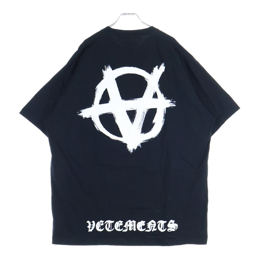 VETEMENTS(ヴェトモン) 21SS アナーキーロゴプリント 半袖Tシャツカットソーブラック UA52TR490W