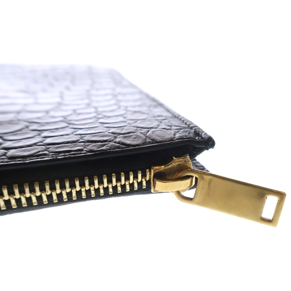 SAINT LAURENT PARIS(サンローランパリ) YSL クロコ型押し レザー セカンド クラッチバッグ ブラック 607779