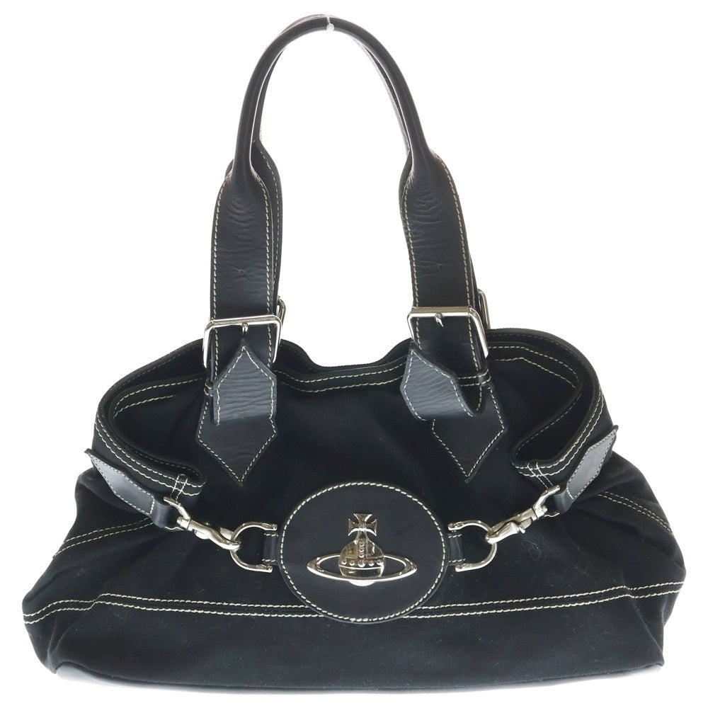 Vivienne Westwood(ヴィヴィアンウエストウッド) キャンバス オーブ 2ウェイ ハンドバッグ トートバッグ レディース ブラック