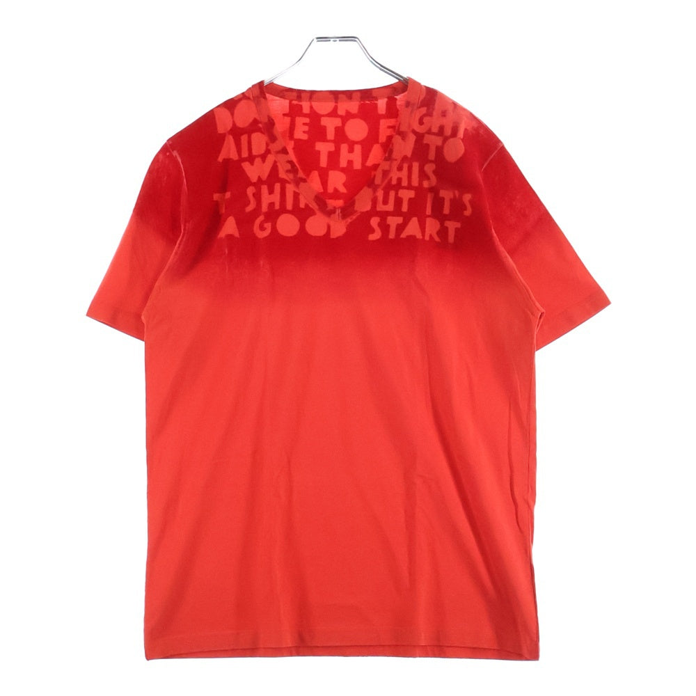 Maison Martin Margiela(メゾンマルタンマルジェラ) 18AW AIDS CHARITY エイズ チャリティ Vネック 半袖Tシャツ カットソー レッド S30GJ0007 S20299