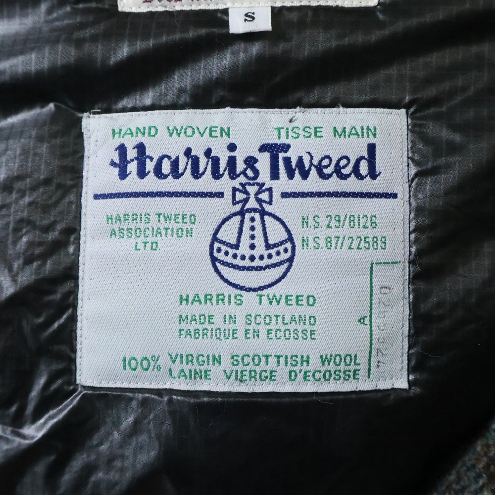 Rebuild by needles(リビルドバイニードルス) ×HARRIS TWEED ハリスツイード ウールナイロン切替 3B ロングチェスターコート ブラウン/ブラック NS296
