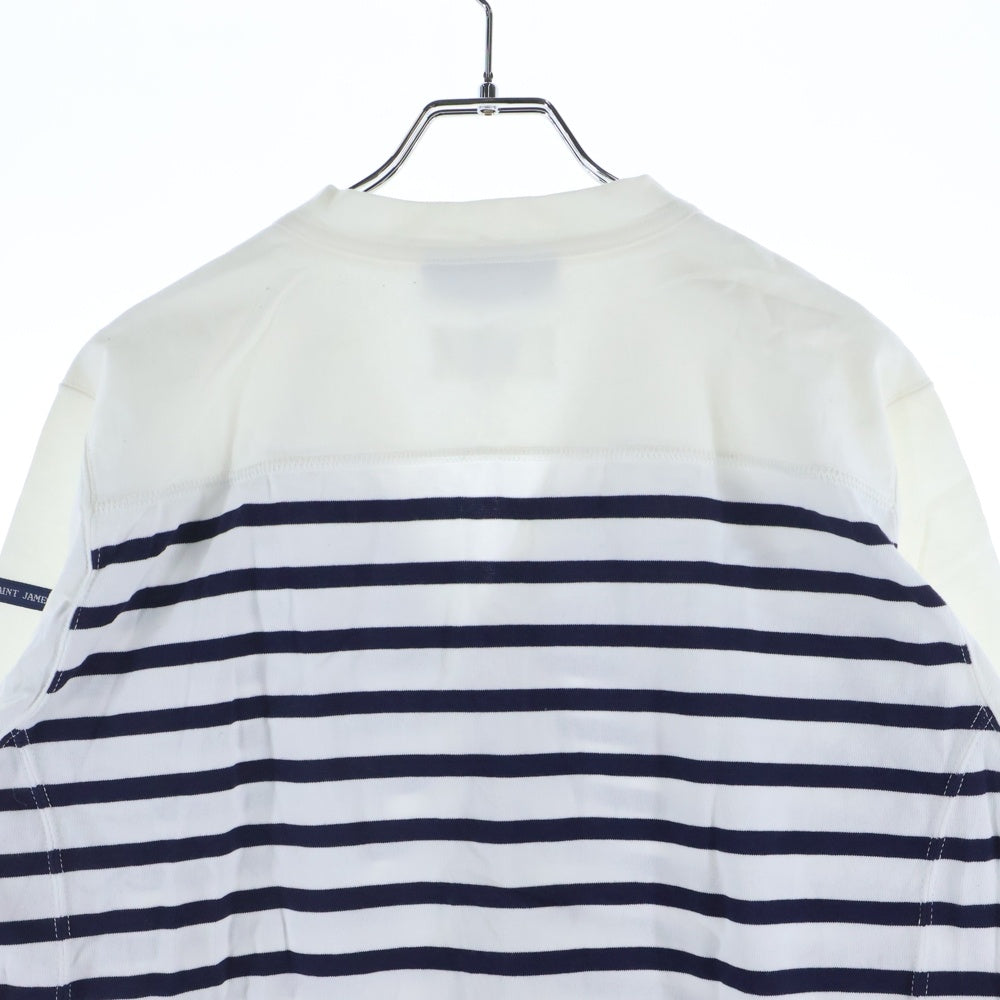 eYe COMME des GARCONS JUNYA WATANABE MAN(アイ コム デ ギャルソン ジュンヤ ワタナベ マン) 20SS ×SAINT JAMES セントジェームス 綿天竺 ボーダー Vネックカーディガン ホワイト WE-T901 AD2019
