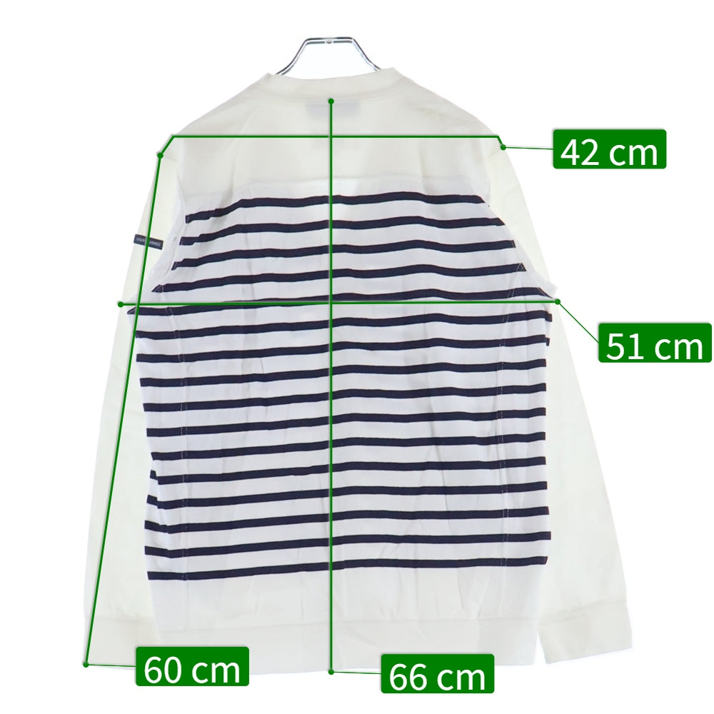eYe COMME des GARCONS JUNYA WATANABE MAN(アイ コム デ ギャルソン ジュンヤ ワタナベ マン) 20SS ×SAINT JAMES セントジェームス 綿天竺 ボーダー Vネックカーディガン ホワイト WE-T901 AD2019