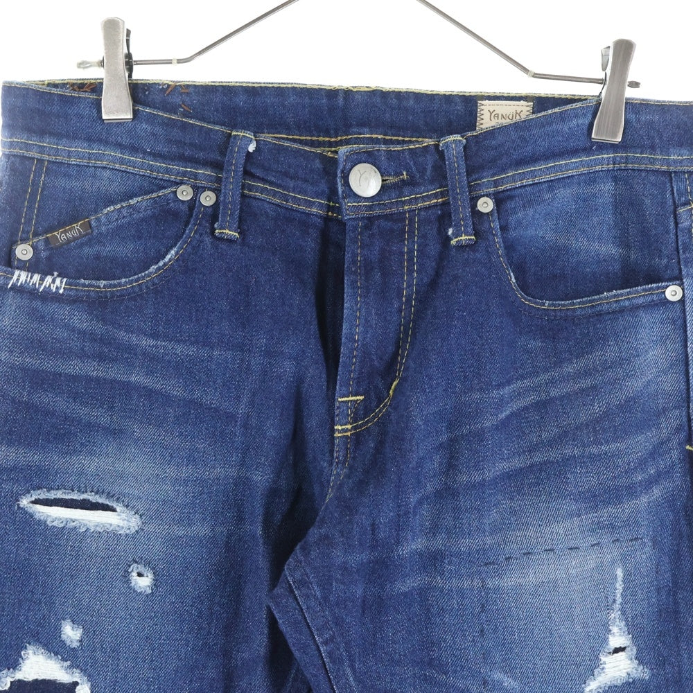 YANUK(ヤヌーク) MICHEL ミシェル パッチワーク ダメージ加工 ジップフライ デニムパンツ インディゴ 57272003