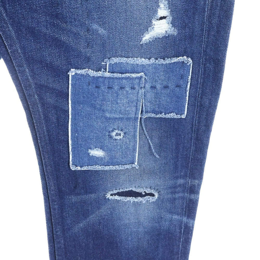 YANUK(ヤヌーク) MICHEL ミシェル パッチワーク ダメージ加工 ジップフライ デニムパンツ インディゴ 57272003