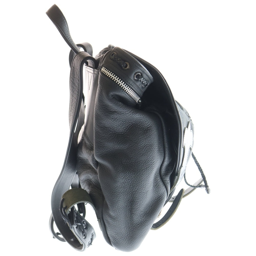 CHROME HEARTS(クロムハーツ) BACKPACK-L BSフレア装飾 レザー ラージ バックパック リュックサック ブラック/シルバー