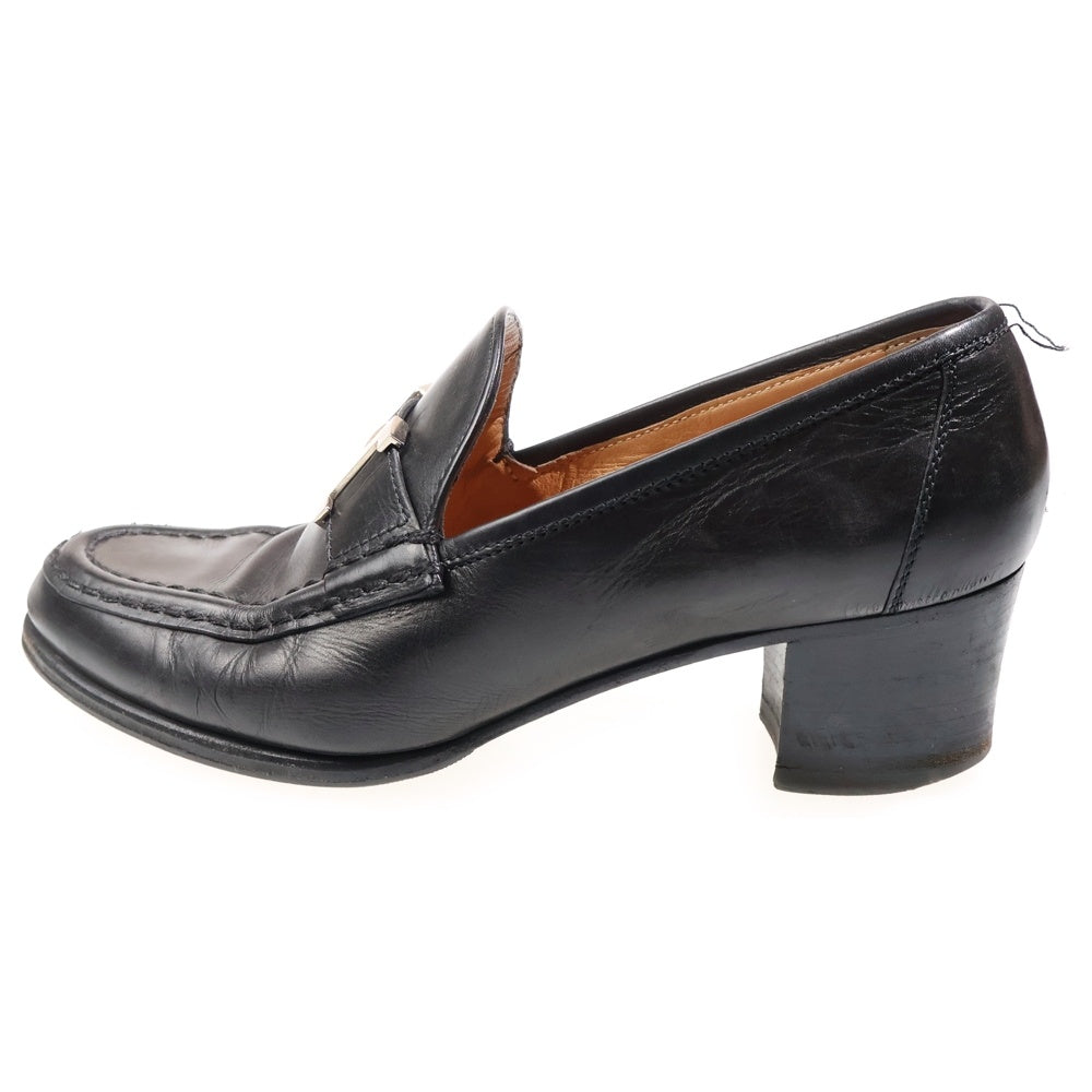 HERMES(エルメス) コンスタンス Hロゴ レザー ヒールパンプス ローファー ブラック レディース