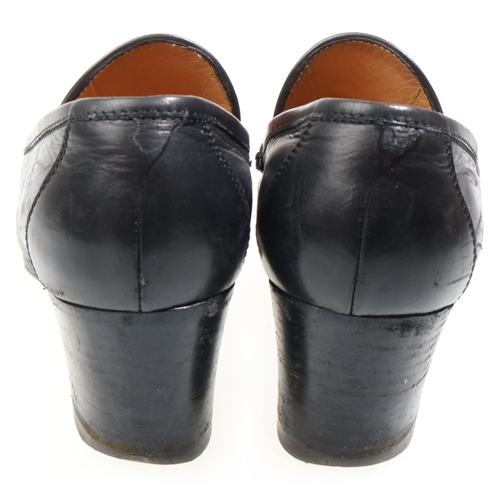 HERMES(エルメス) コンスタンス Hロゴ レザー ヒールパンプス ローファー ブラック レディース