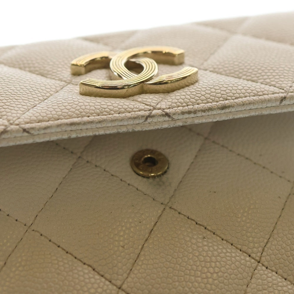 CHANEL(シャネル) ココマーク キャビアスキン フラップ レザーロングウォレット 長財布 ホワイト AP3133 ランダムシリアル レディース
