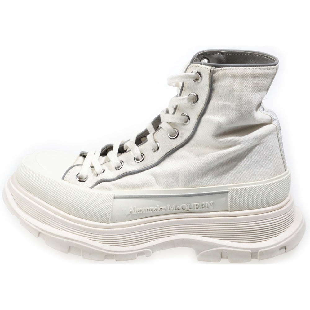 Alexander McQueen(アレキサンダーマックイーン) レースアップ キャンバス ハイカットスニーカー ホワイト 705663
