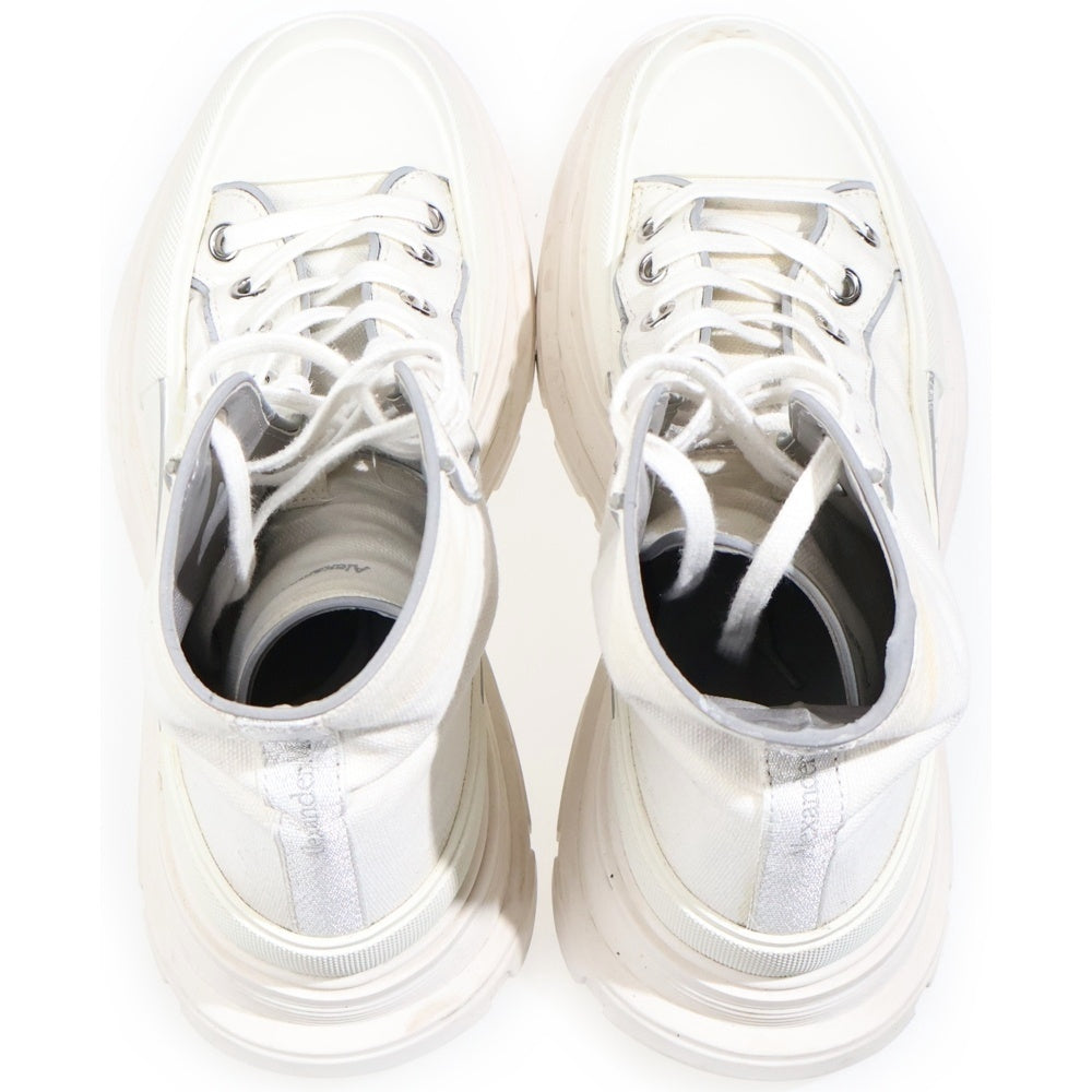 Alexander McQueen(アレキサンダーマックイーン) レースアップ キャンバス ハイカットスニーカー ホワイト 705663