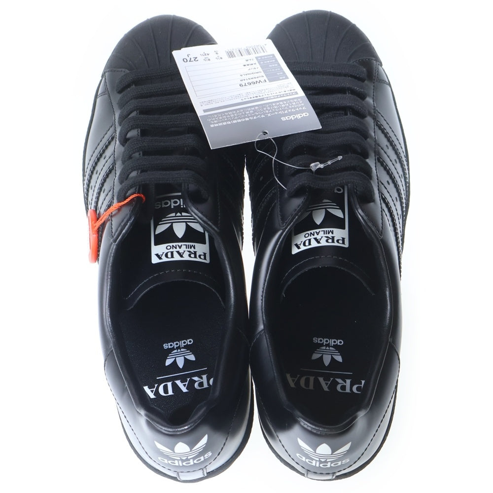 adidas(アディダス) ×PRADA SUPERSTAR プラダ スーパースター レザー ローカットスニーカー ブラック US9/27cm FW6679