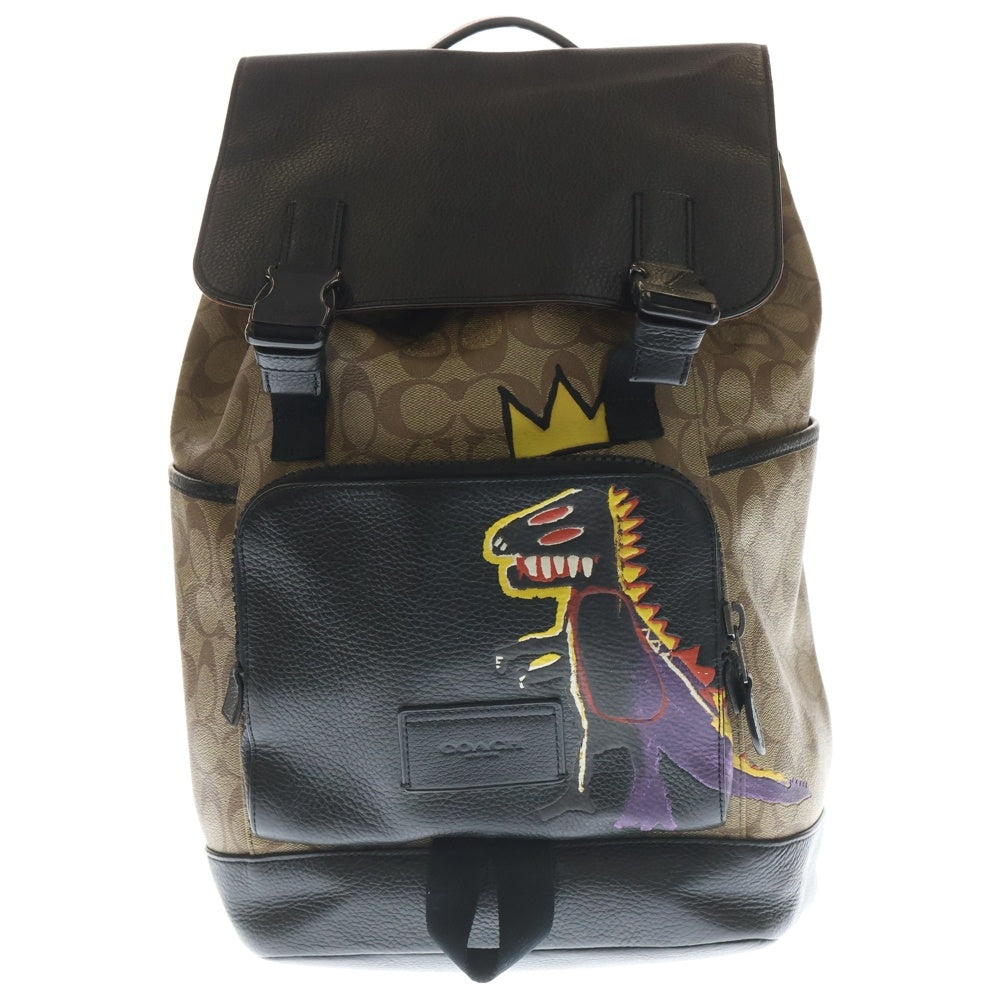 COACH(コーチ) ×JEAN-MICHEL BASQUIAT ジャン ミシェル バスキア シグネチャー レザー リュックサック バックパック デイパック ブラック/ベージュ F2161-C5419 レディース
