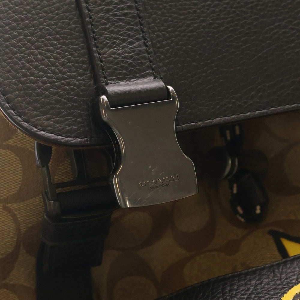 COACH(コーチ) ×JEAN-MICHEL BASQUIAT ジャン ミシェル バスキア シグネチャー レザー リュックサック バックパック デイパック ブラック/ベージュ F2161-C5419 レディース