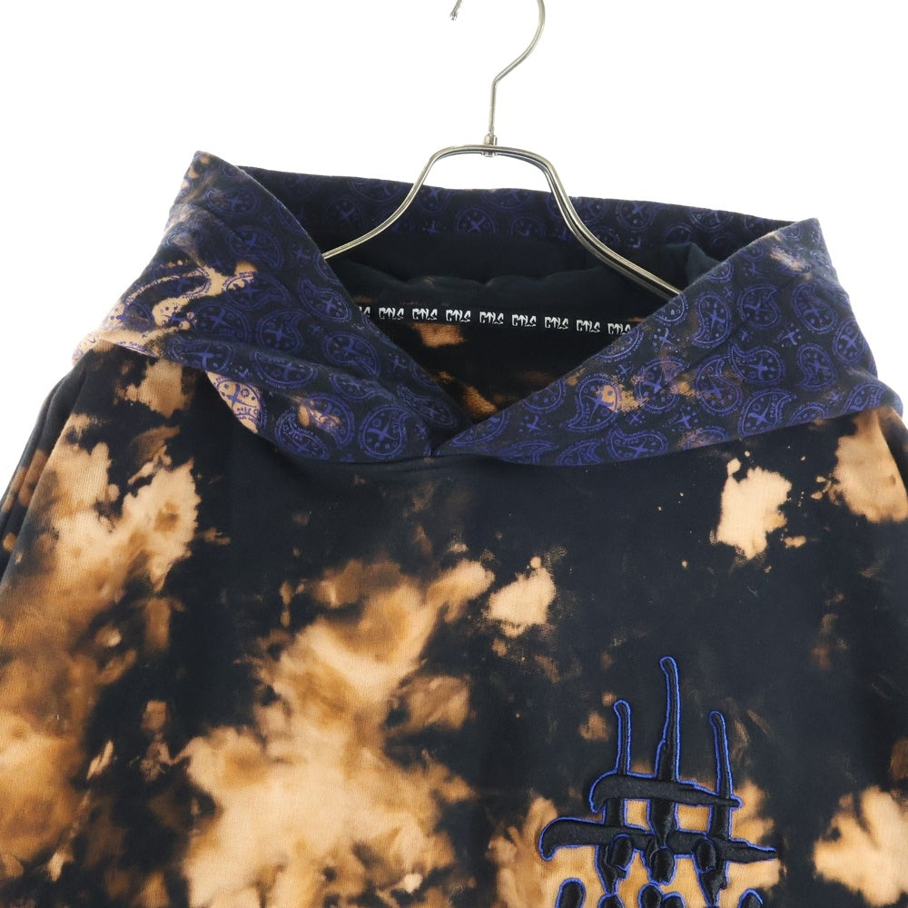 cvtvlist(カタリスト) 24AW ロゴ刺繍 タイダイ スウェットプルオーバーパーカー ブラック/ブラウン 240110EP02