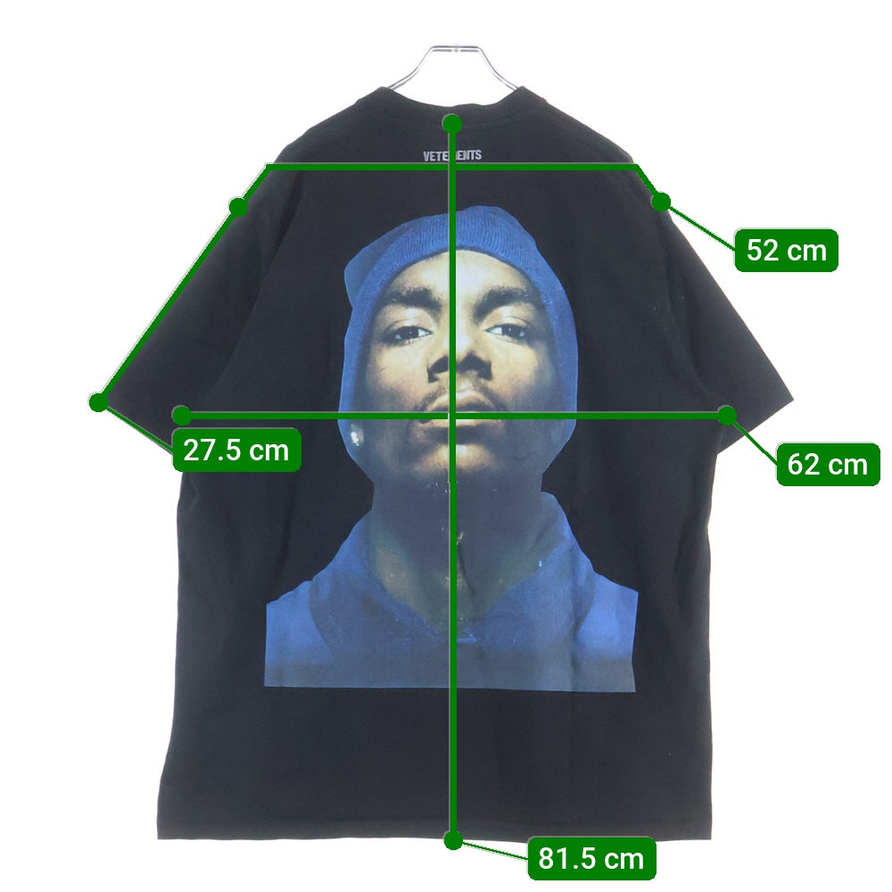 VETEMENTS(ヴェトモン) 16AW Snoop Dogg MH17TP15 スヌープドッグプリントオーバーサイズ半袖Tシャツ ブラック