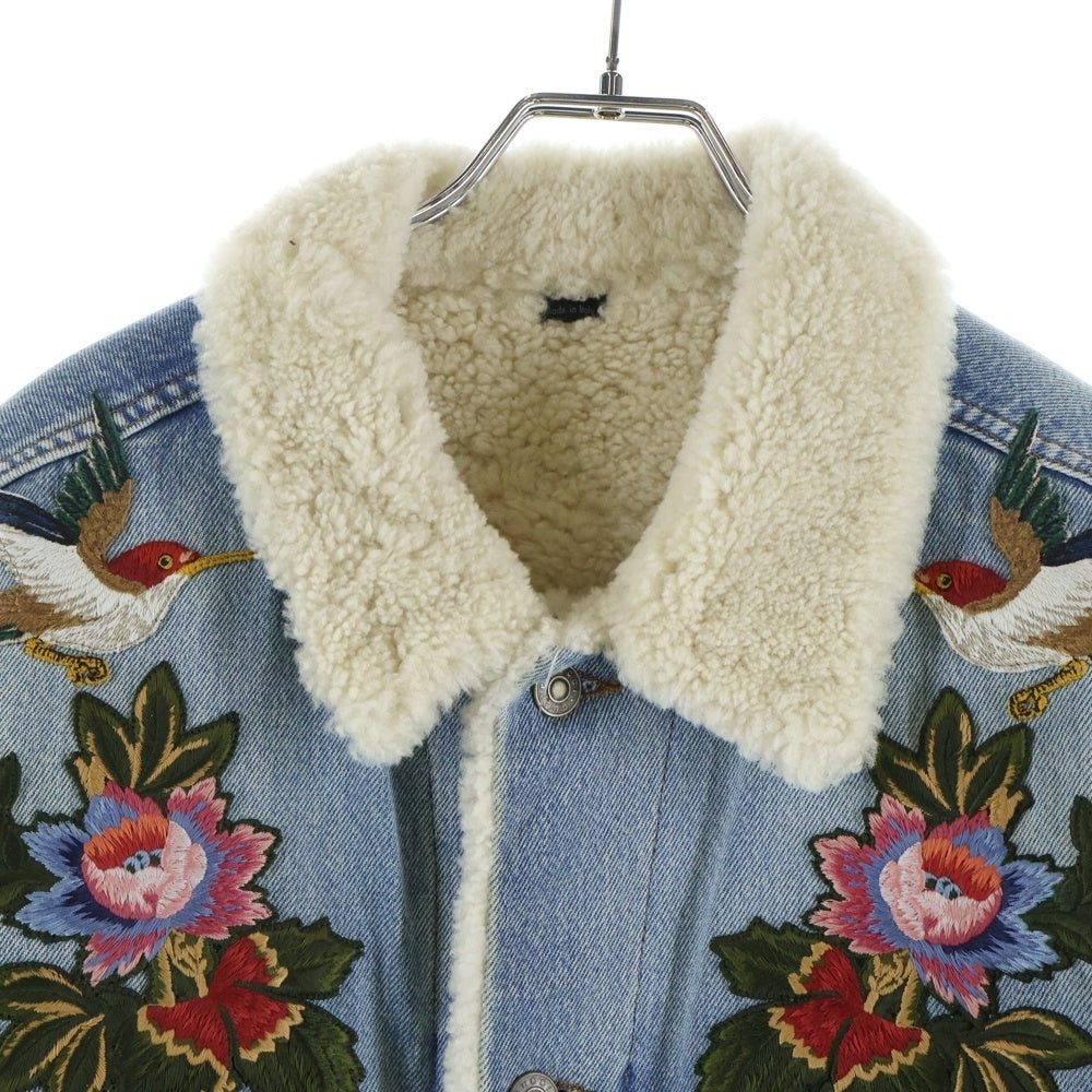 GUCCI(グッチ) エンブロイダリーデニムジャケット ボア ジージャン インディゴ 458512 XR417