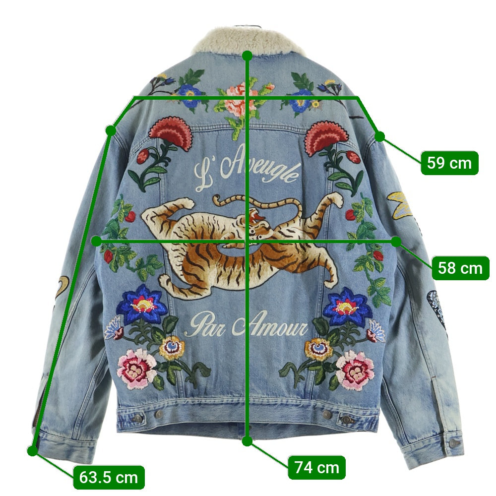 GUCCI(グッチ) エンブロイダリーデニムジャケット ボア ジージャン インディゴ 458512 XR417
