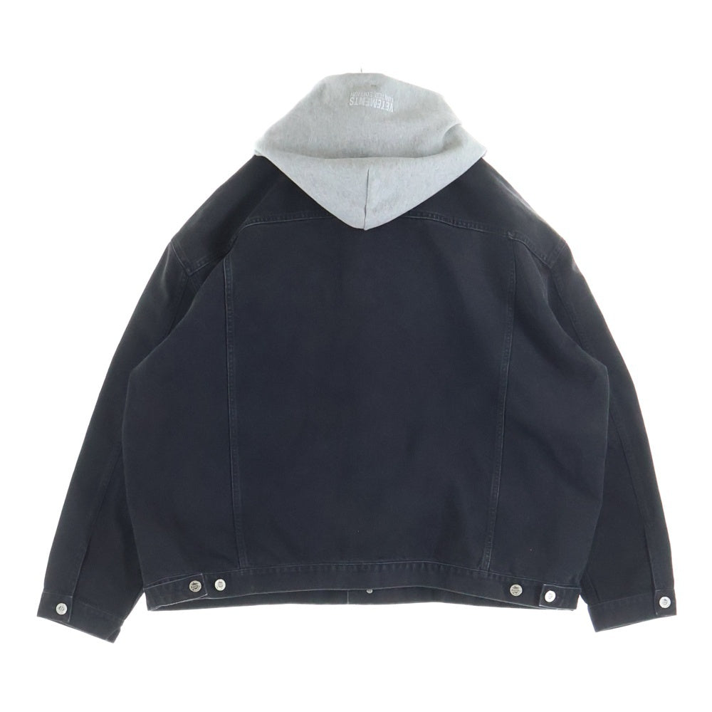 VETEMENTS(ヴェトモン) 22AW DENIM JACKET WITH DETACHABLE HOOD デニムジャケット ウィズ ディタッチャブル フード ブラック UA53JA800B