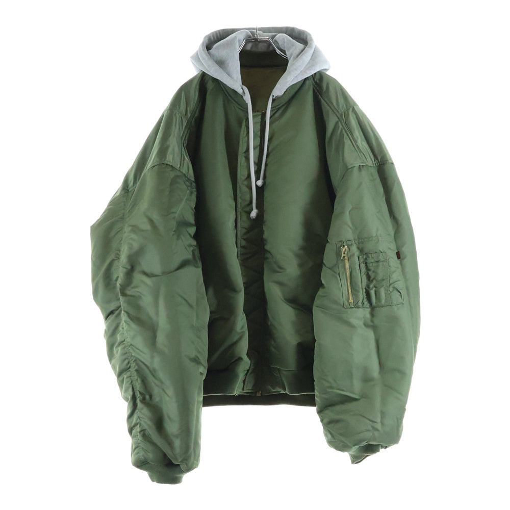 VETEMENTS(ヴェトモン) 18SS ×ALPHA INDUSTRIES Reversible Hooded Bomber Jacket アルファ リバーシブルフーデットボンバージャケット カーキ MSS18JA45