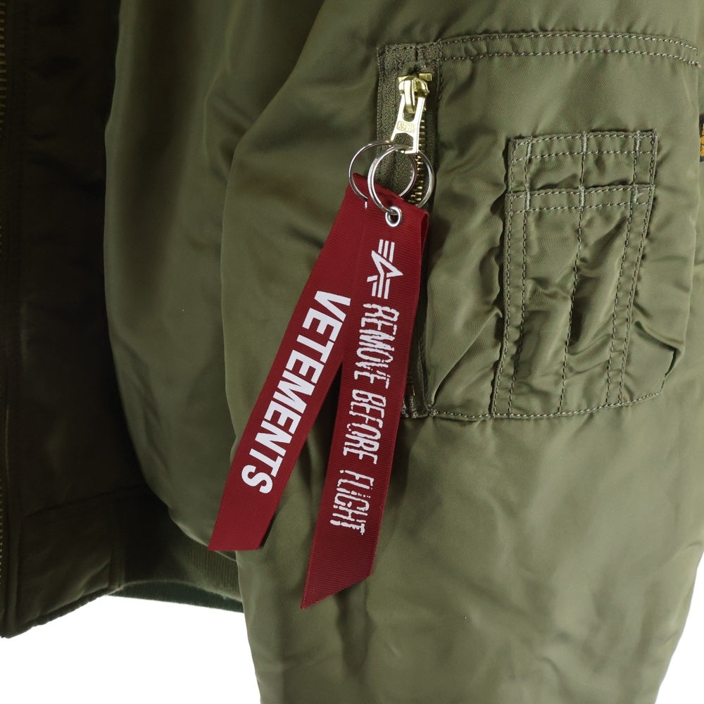 VETEMENTS(ヴェトモン) 18SS ×ALPHA INDUSTRIES Reversible Hooded Bomber Jacket アルファ リバーシブルフーデットボンバージャケット カーキ MSS18JA45