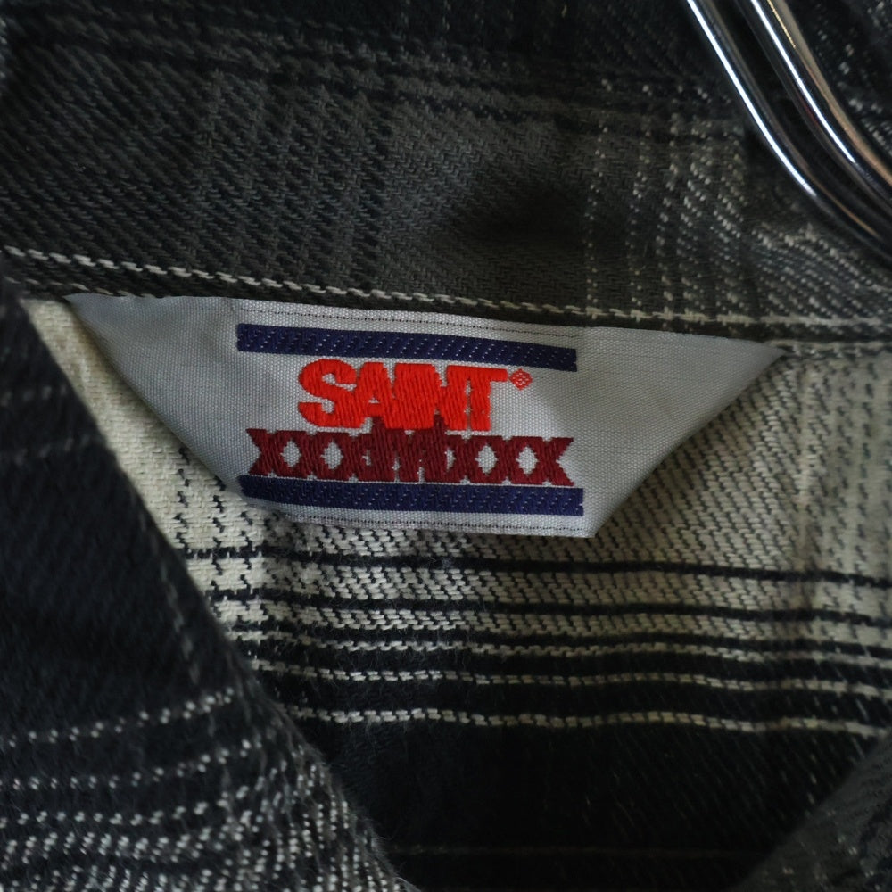 SAINT MICHAEL(セントマイケル) ×BerBerJin 25AW BB_FLANNEL SHIRT チェック柄フランネルシャツ SM-HR1-0000-C52 ブラック