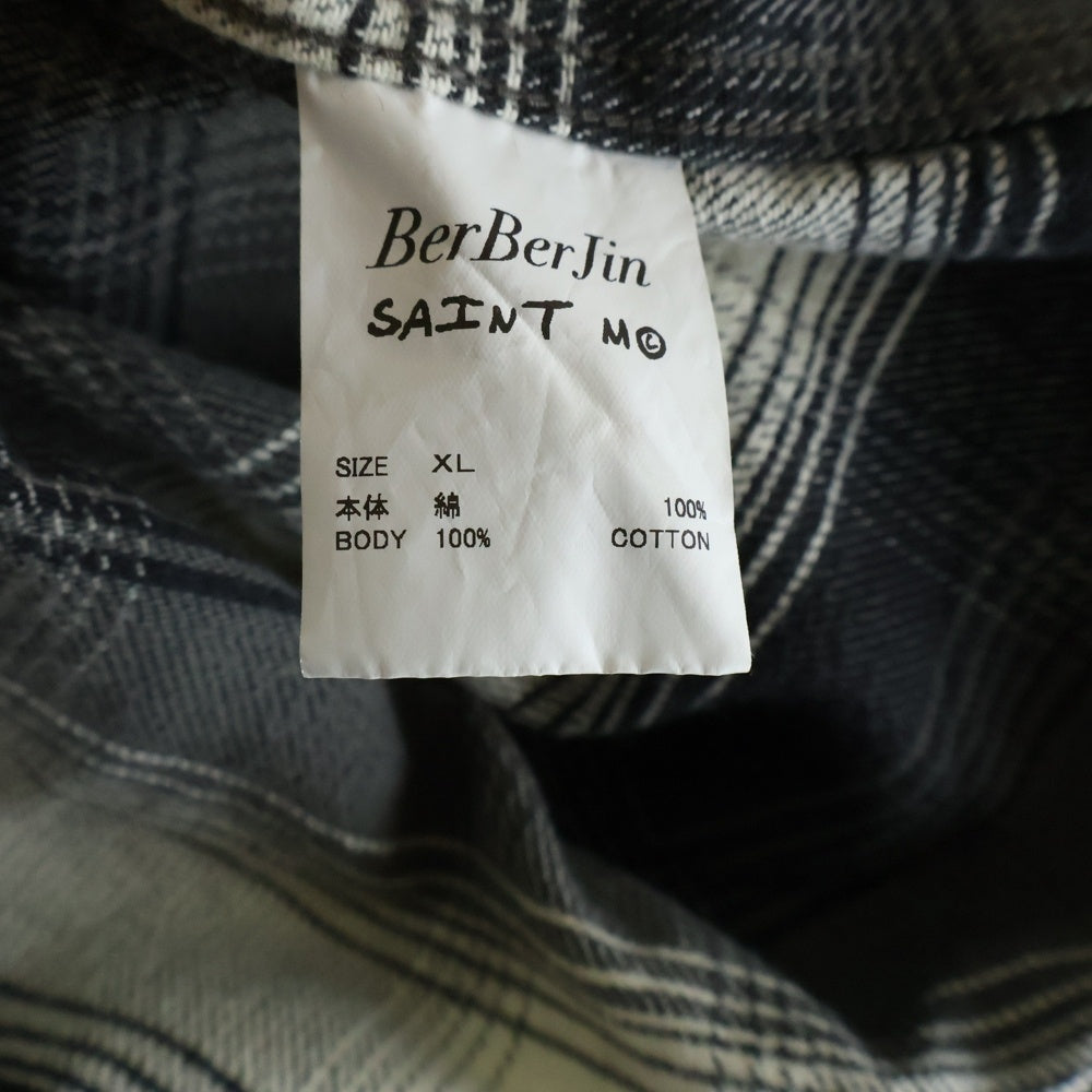 SAINT MICHAEL(セントマイケル) ×BerBerJin 25AW BB_FLANNEL SHIRT チェック柄フランネルシャツ SM-HR1-0000-C52 ブラック