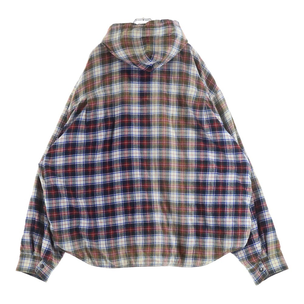 BALENCIAGA(バレンシアガ) 23SS BLEACHED PLAID HOODED SHIRT ブリーチ プレイドフーデッドシャツ 699223 レッド