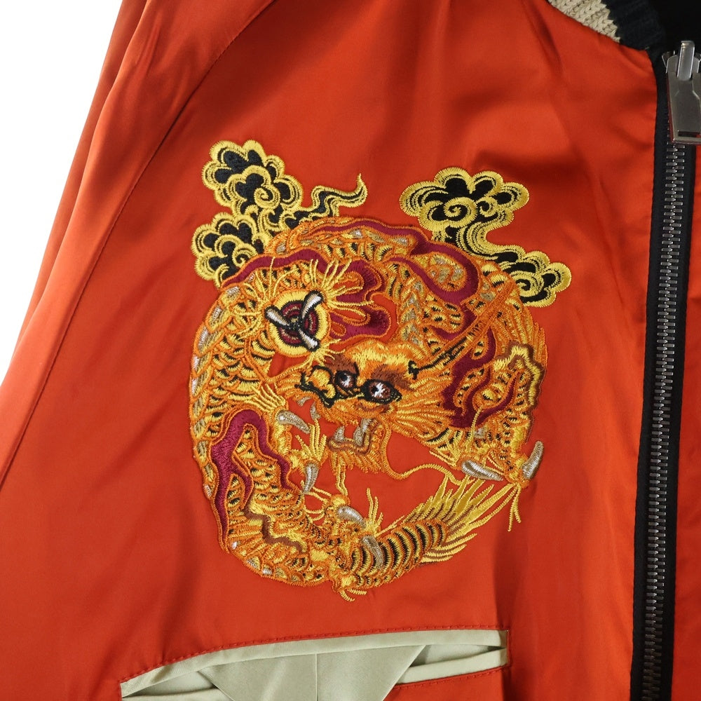 GUCCI(グッチ) タイガードラゴン刺繍 リバーシブル スカジャン ジャケット ブラック/レッド 500234 Z466E