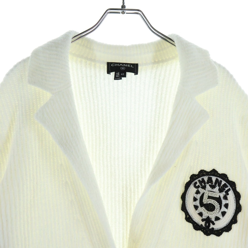 CHANEL(シャネル) パイル地 ビーズワッペン ココマークボタン テーラードジャケット ホワイト P74239K10640