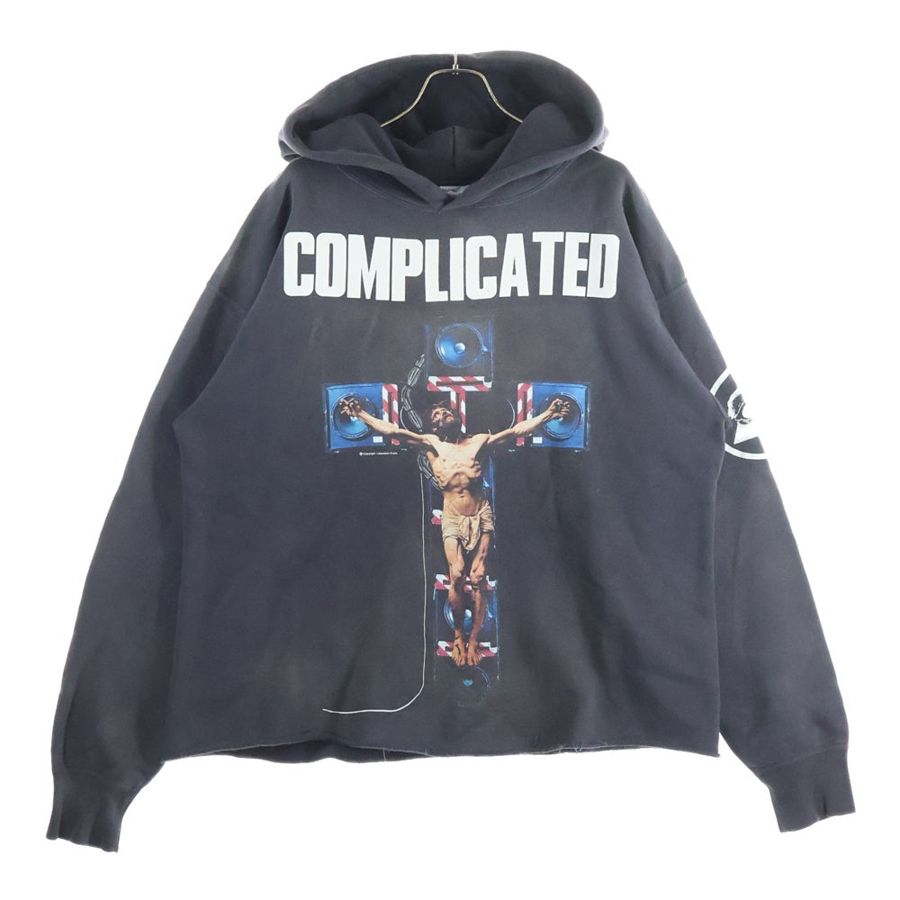 SAINT MICHAEL(セントマイケル) 23AW COMPLICATED KK_HOODIE ヴィンテージ加工プルオーバーパーカー SM-A23-0000-C20 グレー