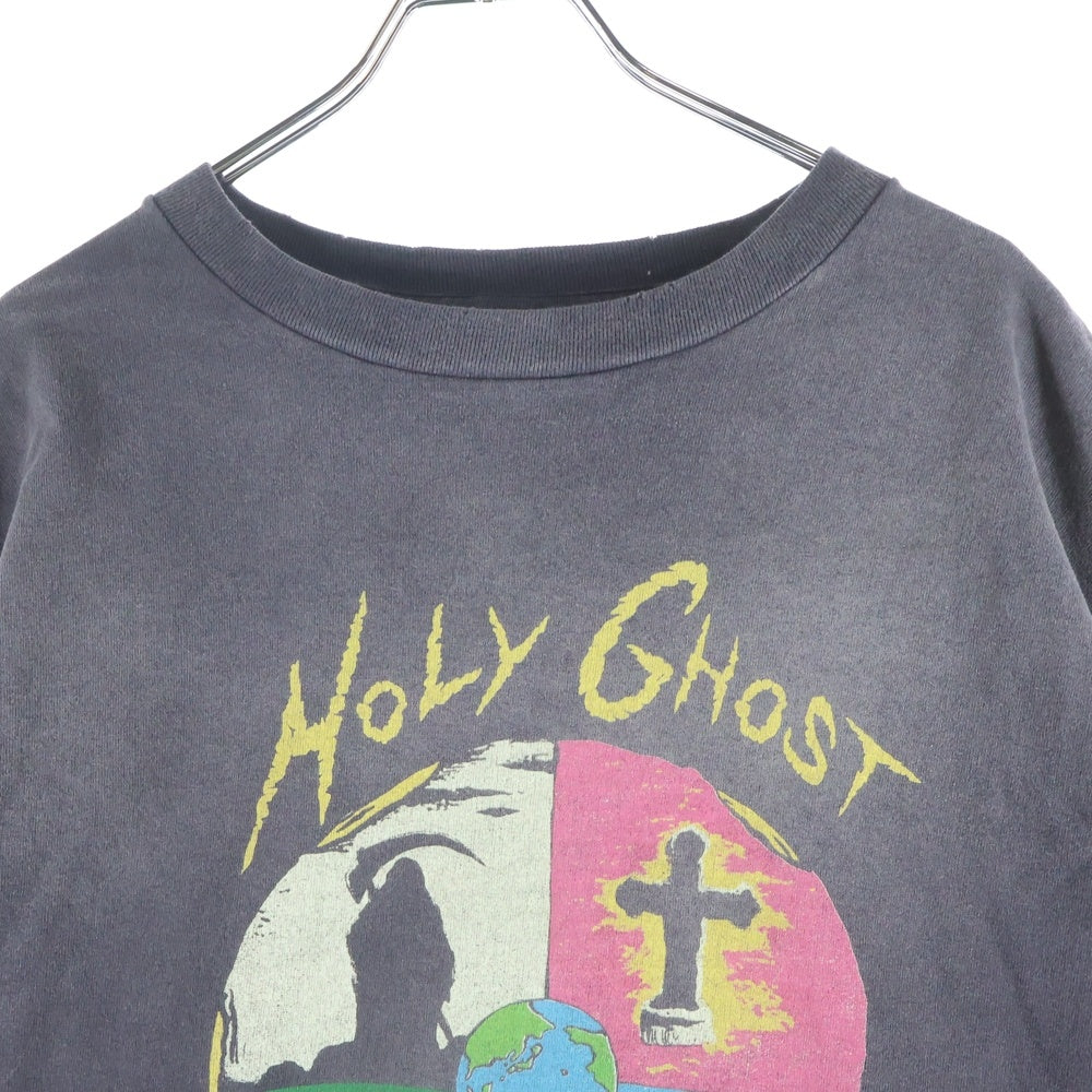 SAINT MICHAEL(セントマイケル) 24SS HOLY GOHST ヴィンテージ加工 ホーリーゴースト プリント半袖Tシャツ ブラック