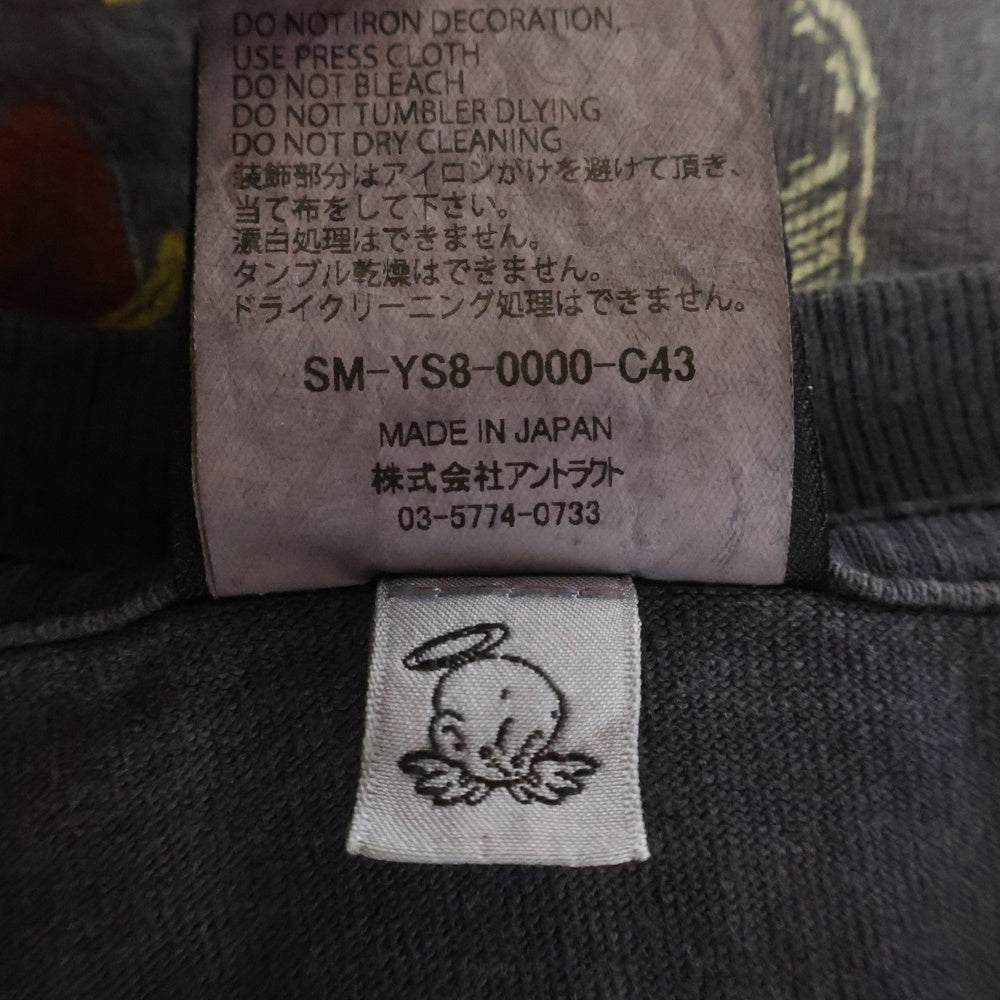 SAINT MICHAEL(セントマイケル) 24SS HOLY GOHST ヴィンテージ加工 ホーリーゴースト プリント半袖Tシャツ ブラック