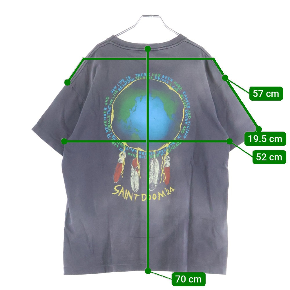 SAINT MICHAEL(セントマイケル) 24SS HOLY GOHST ヴィンテージ加工 ホーリーゴースト プリント半袖Tシャツ ブラック