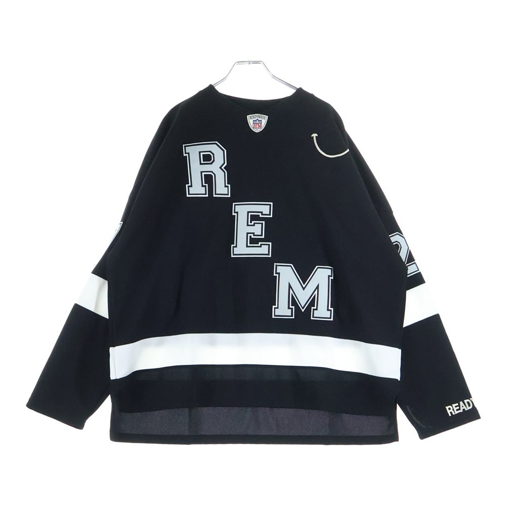 READY MADE(レディメイド) 23SS GAME SHIRT SMILE メッシュ ロングスリーブ ゲームシャツ ホッケーシャツ スマイル カットソー ブラック RE-PO-BK-00-00-249