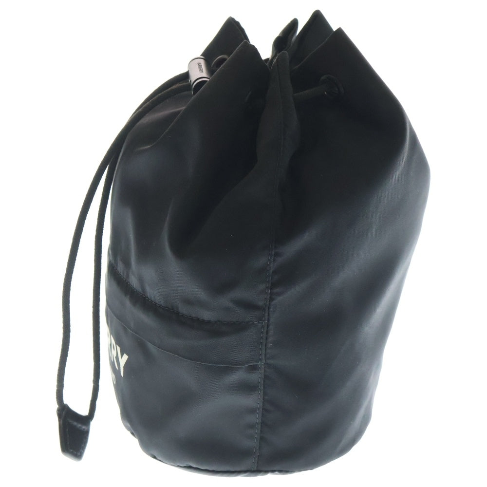 BURBERRY(バーバリー) ロゴプリント ドローコード 巾着バッグ ブラック