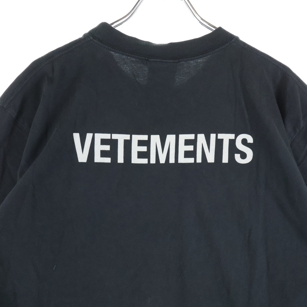 VETEMENTS(ヴェトモン) STAFF T-SHIRT スタッフ ロゴプリント クルーネック半袖Tシャツ カットソー ブラック