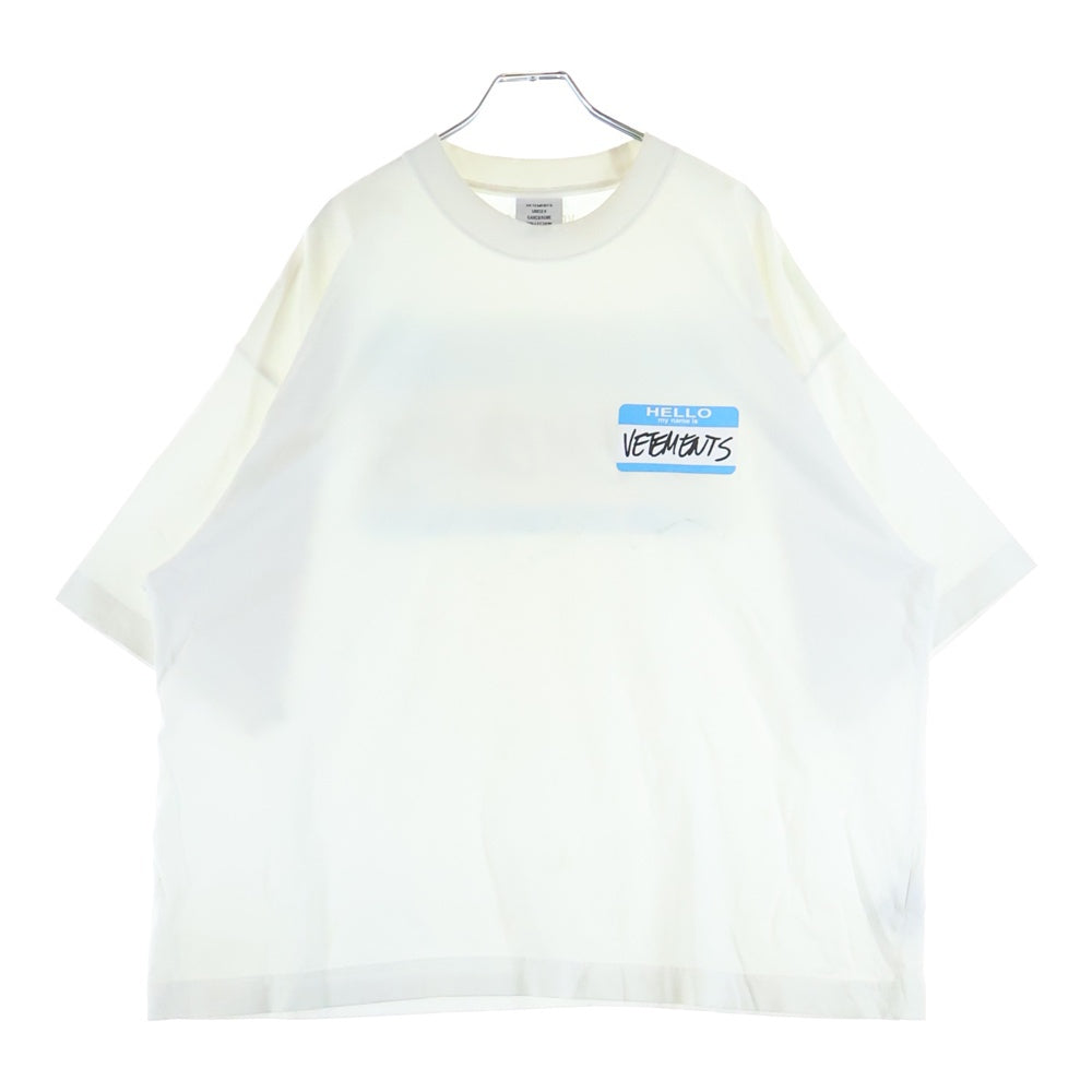 VETEMENTS(ヴェトモン) 22SS NAME-TAG T-SHIRT ネームタグ ロゴプリント クルーネック半袖Tシャツ カットソー ホワイト UE64TR130W