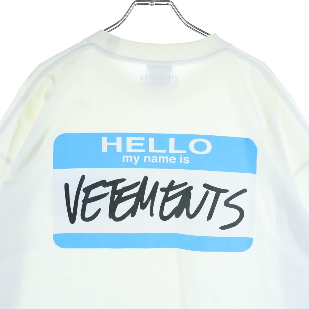 VETEMENTS(ヴェトモン) 22SS NAME-TAG T-SHIRT ネームタグ ロゴプリント クルーネック半袖Tシャツ カットソー ホワイト UE64TR130W