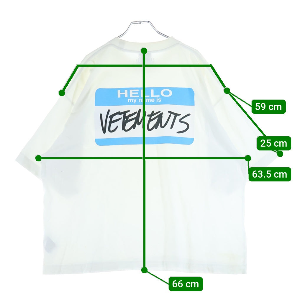 VETEMENTS(ヴェトモン) 22SS NAME-TAG T-SHIRT ネームタグ ロゴプリント クルーネック半袖Tシャツ カットソー ホワイト UE64TR130W