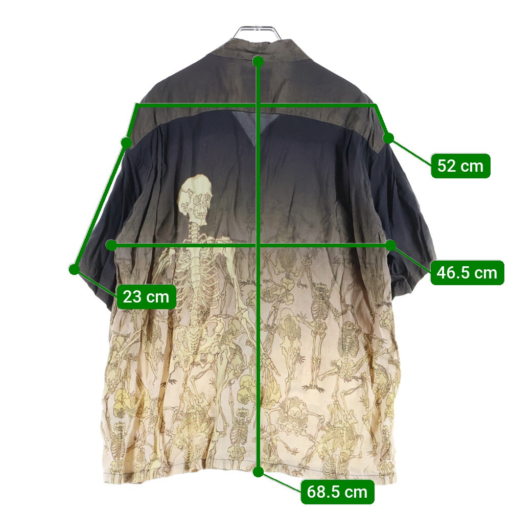 SUN SURF(サンサーフ) ×河鍋暁斎 SPECIAL EDITION 画鬼 狂斎 スペシャルエディション 総柄 レーヨン アロハ 半袖シャツ ブラック/ホワイト SS39129