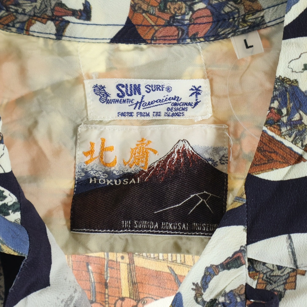 SUN SURF(サンサーフ) ×葛飾北斎 SPECIAL EDITION 忠臣蔵討入 スペシャルエディション 総柄 レーヨン アロハ 半袖シャツ ネイビー SS37918