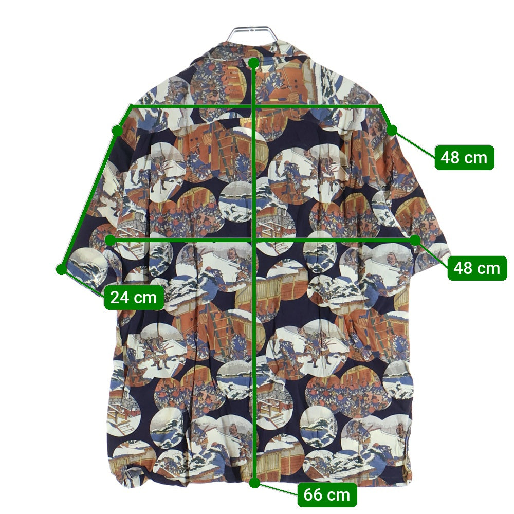 SUN SURF(サンサーフ) ×葛飾北斎 SPECIAL EDITION 忠臣蔵討入 スペシャルエディション 総柄 レーヨン アロハ 半袖シャツ ネイビー SS37918