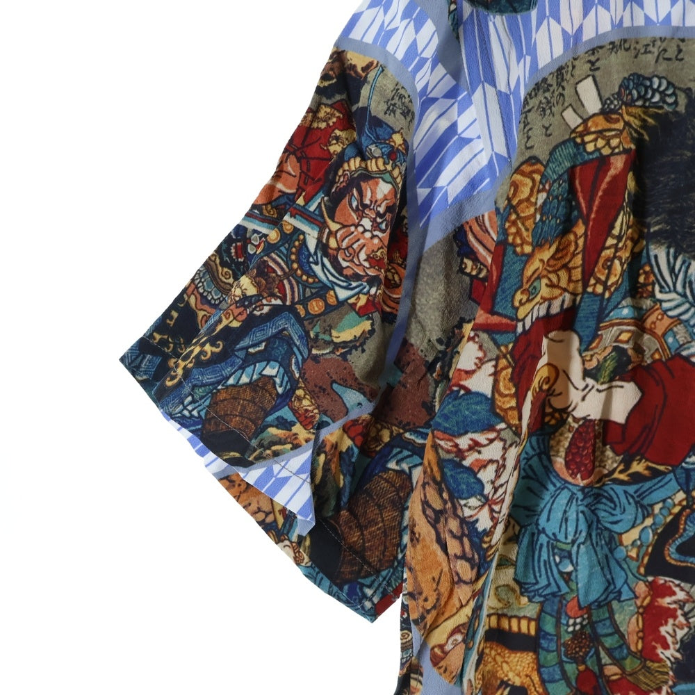 SUN SURF(サンサーフ) ×歌川国芳 SPECIAL EDITION 通俗水滸伝豪傑百八人之一個 スペシャルエディション 総柄 レーヨン アロハ 半袖シャツ ライトブルー SS38470