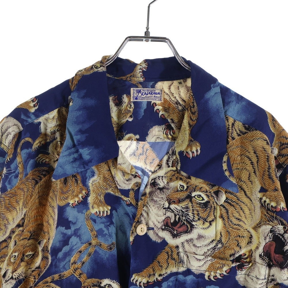 SUN SURF(サンサーフ) SPECIAL EDITION ONE HUNDRED TIGERS スペシャルエディション 百虎 総柄 レーヨン アロハ 半袖シャツ ブルー SS38201